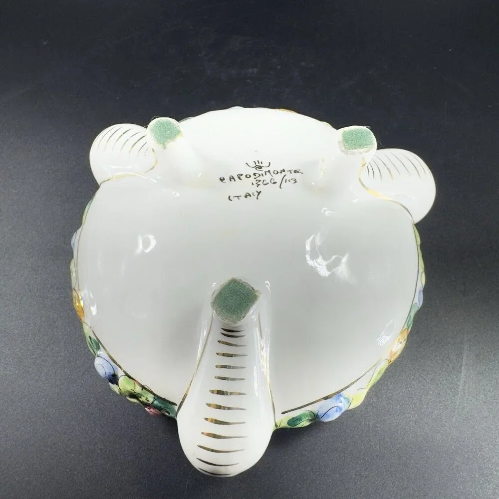 Vintage Capodimonte Italian Pottery Covered Dish Covered Bowl Dish Painted Italy